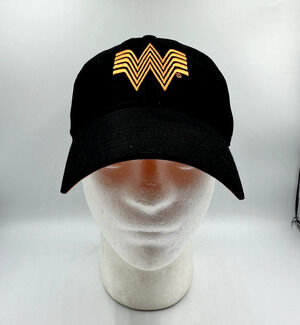 Whataburger Hat Cap Strap Back Black Orange Employee Restaurant Burger Logo